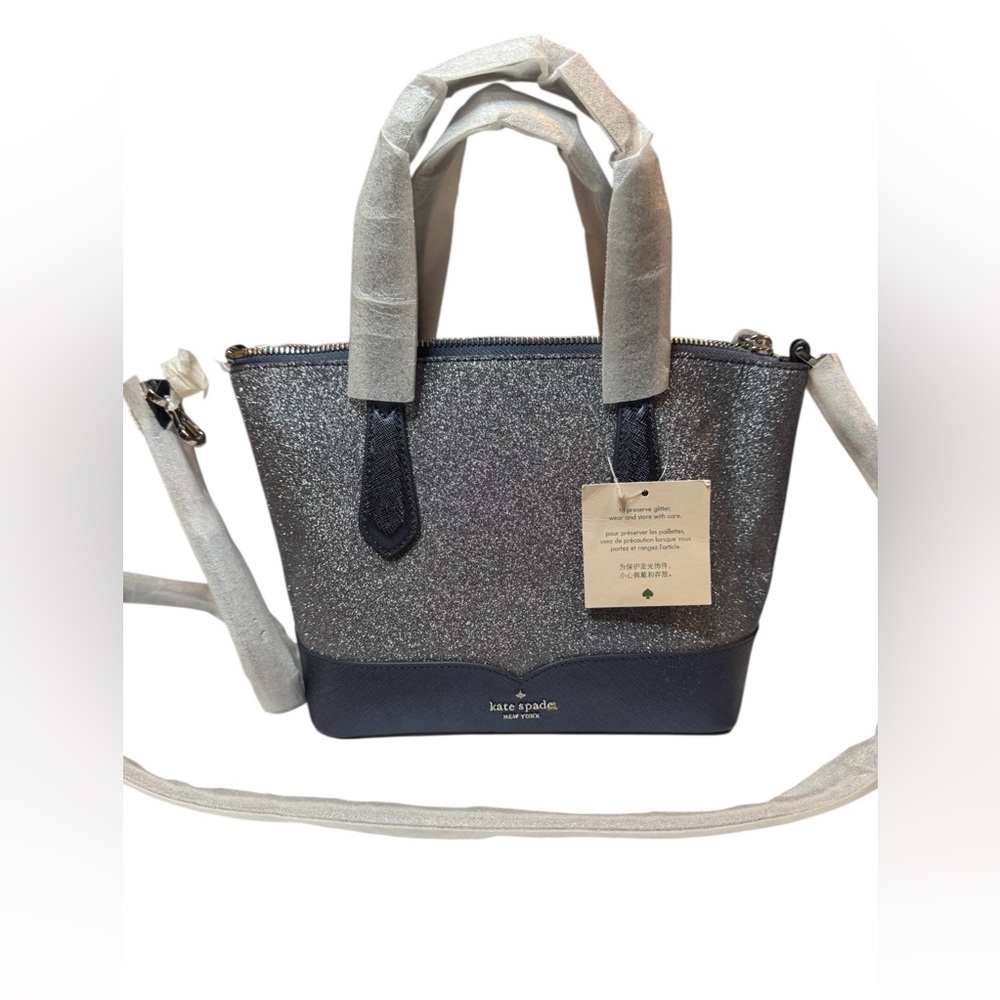 Kate Spade New York Lola Glitter Satchel in Dusk Navy nwt
